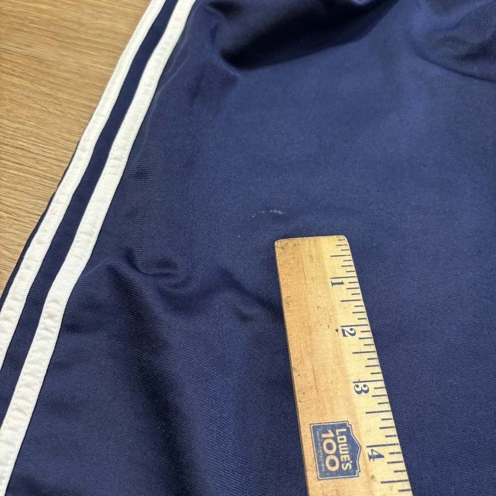 Vintage Adidas Track Pants Mens Large Navy Snap Breakaway 3 Stripe Tearaway Y2K